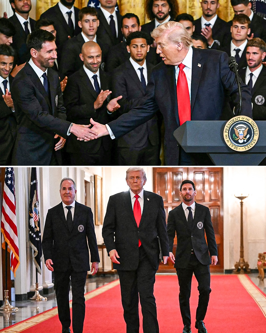 Lionel Messi and Inter Miami visited the White House, where they were honored by U.S. President Donald Trump for winning the 2025 MLS Cup 🏆