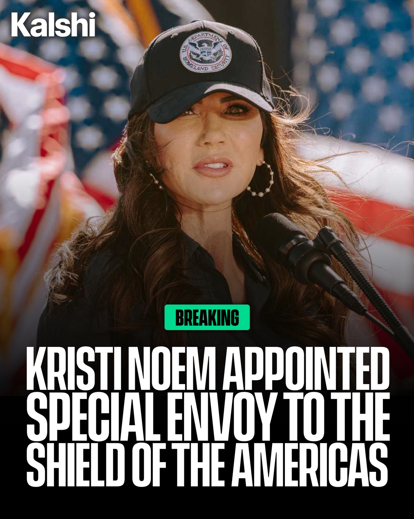 Trump announced Kristi Noem will leave her role as Homeland Security Secretary to become Special Envoy for the “Shield of the Americas.” 

Her new role will focus on coordinating U.S. security efforts across the Western Hemisphere to combat drug cartels, trafficking, and other regional threats.