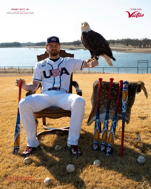Bobby Witt Jr. for the Victus Valiant Bat 🦅🇺🇸

Introducing the Victus Valiant Bat. Modeled by @bwitter7, the Valiant’s design incorporating the Bald Eagle, is a tribute to the seal of the United States which represents Freedom, Strength and Liberty.

The Victus Valiant will release on March. 6th as a part of our Limited Series @wbcbaseball collection. It is hand painted by @_bat_king and comes in Witt’s custom model “BWITT7” 

Exclusively at www.victussports.com

Set Location 📍: @sleepyb_ranch 

#USA #WBC #Baseball