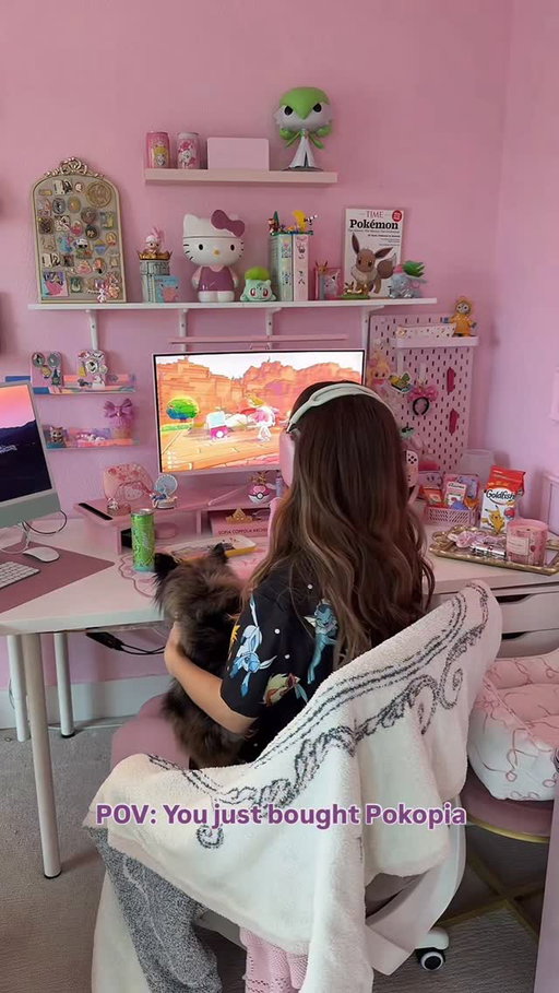 My shiny PomBon and I will be here playing Pokopia until further notice DND 🎧💜🤭
•
#pokopia #pokopianintendo #pokemongame #pokemon #pokemongirl 
Pokemon, Nintendo switch 2, Nintendo games, cozy gaming, girly gamer