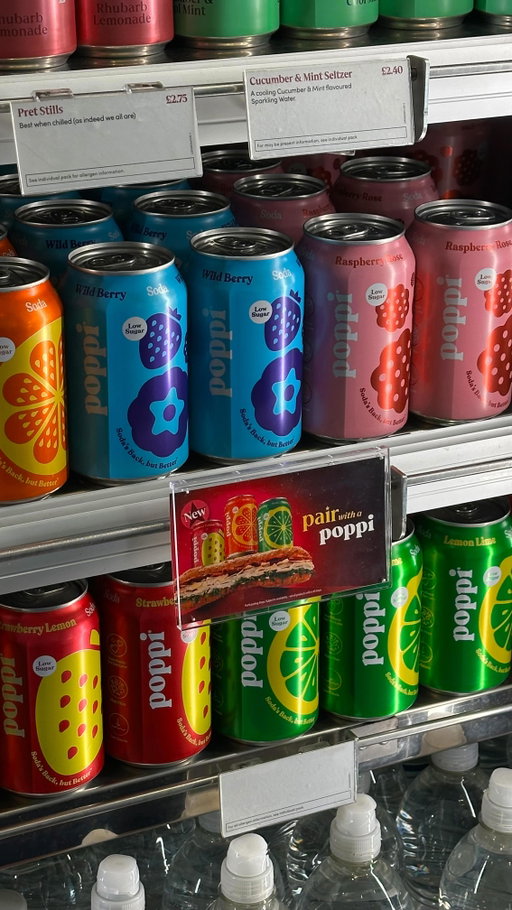 you heard it here first, poppi is officially available in all @pret locations in the UK 🇬🇧🫧 run don’t walk, taste your newest soda obsession ⭐️👀