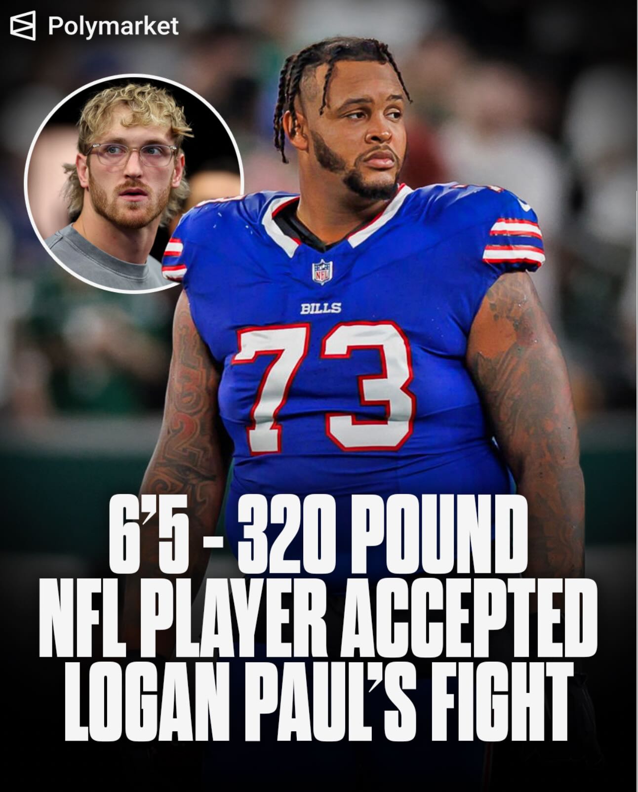 Bills star OL Dion Dawkins accepts Logan Paul’s $1 MILLION challenge to beat him in a fight.

“Sure sure why not 👀👀👀”

Dawkins is 6-foot-5 and weighs 320 pounds...