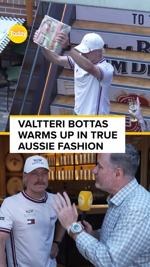 Formula 1 driver Valtteri Bottas is embracing the Aussie lifestyle before he hits the track for the Australian Grand Prix, taking part in a classic meat raffle. 🥩 #9Today