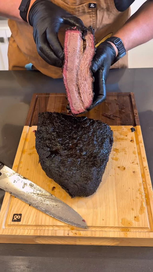 You know it’s going to be a good night when brisket is on the menu. 

Started with a Snake River Farms Brisket, trimmed it up, hit it with Fire Shire W Sauce as the binder, then layered on TFTI Spicy Garlic Cajun and a little Cuso’s Dirt for that peppery kick.

On the smoker it goes until 165°, then we run the foil boat method, pour on some rendered beef tallow, and let it ride until probe tender.

Wrapped it up like a Christmas present, rested it at 170°, and when it was time for dinner…

Drippy. Juicy. Bend test approved. 🤤
Slices like butter and disappears even faster.

If you haven’t tried the foil boat brisket method, this is your sign.

#brisket #smokedbrisket #bbq #bbqlife #bbqpitmaster