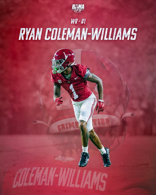 Ryan Coleman-Williams. New era, Same Ryan. 
Hollywood has told me that he will be changing his last name & jersey number to “Coleman-Williams” & #1

Ryan has officially changed his last name to “Coleman-Williams” to represent his moms side of the family & he also has changed his number from #2 to #1 

Uno Hollywood is about to go CRAZY.