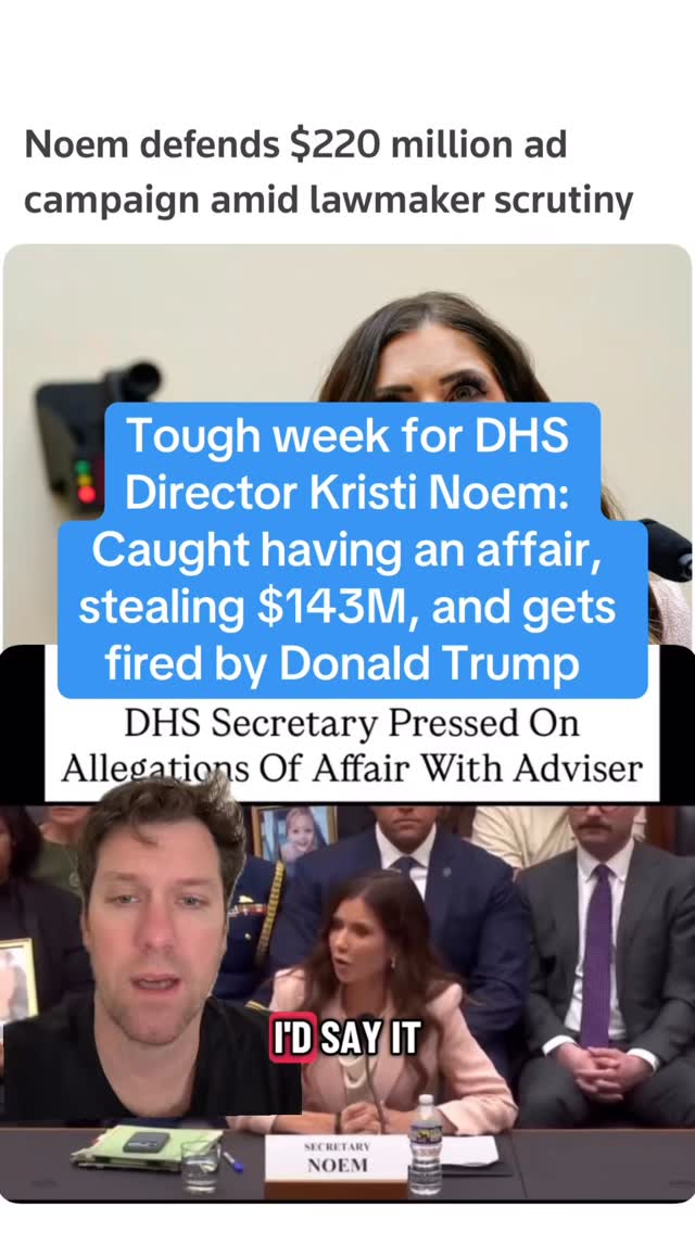 Tough week for DHS Director Kristi Noem: Caught having an affair, caught stealing $143M, and gets fired by Donald Trump. And now some dude named MARKWAYNE takes over. This is straight up an episode of Veep