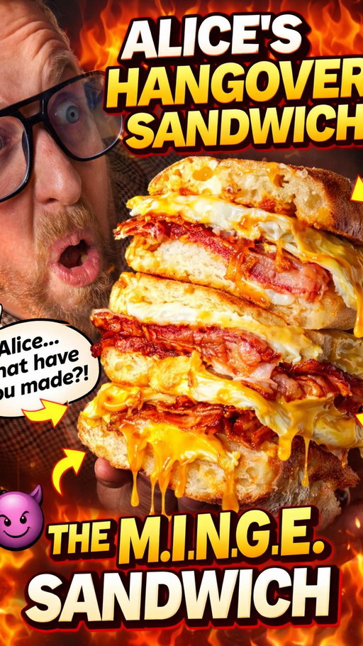 Alice’s Hangover Sandwich recipe.
The M.I.N.G.E sandwich recipe.

#hangovercure #sandwichrecipe #funnyfood