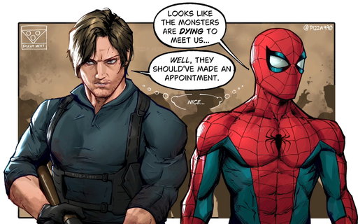 Masters of one-liner slops

(Resident Evil x Spider-Man)

#spiderman #residentevil #leonkennedy #fanart