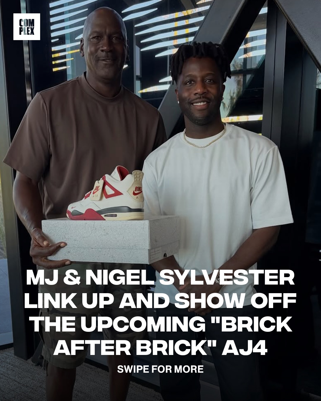 Nigel Sylvester posts a new photo with Michael Jordan and his upcoming “Brick After Brick” Air Jordan 4. 

Who’s excited for the drop? 

📸: @nigelsylvester