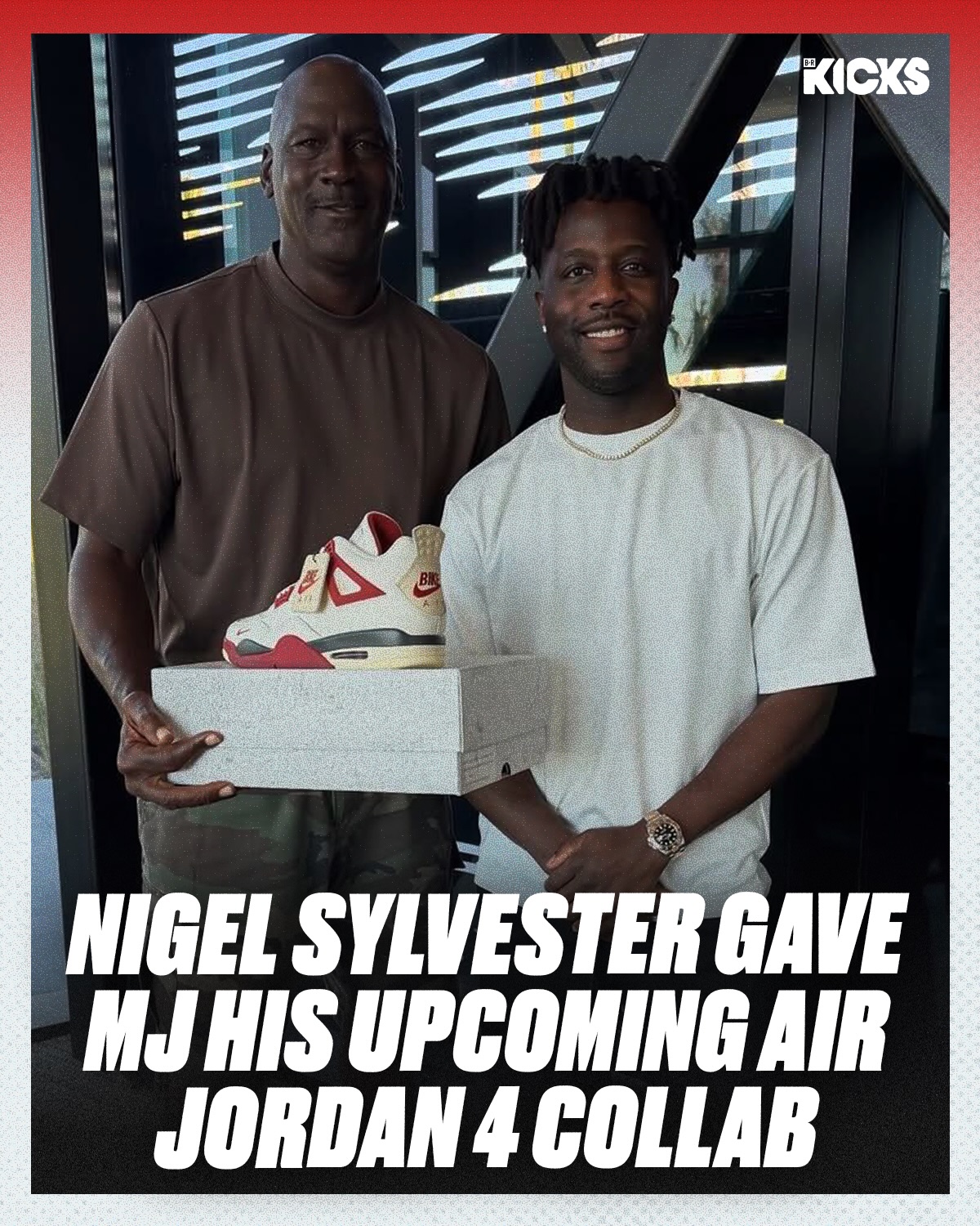 Nigel Sylvester gifted Michael Jordan his upcoming “Brick After Brick” Air Jordan 4 collab 🧱 

Legendary link-up 🔥