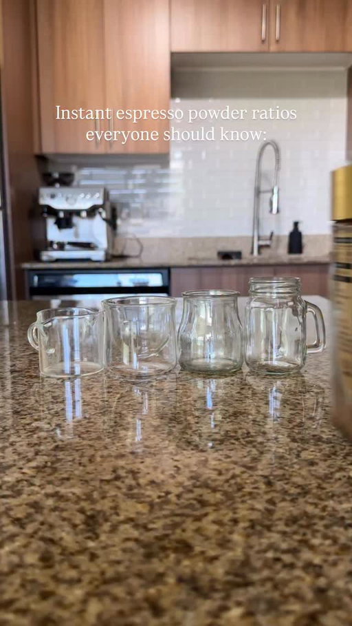 No espresso machine? No problem🙏

You can make all your favorite espresso-based drinks like lattes, shaken espressos and mochas at home using instant espresso powder.

Here are the ratios to remember:
☕ 1 tsp + 1 oz water = single shot
☕ 2 tsp + 2 oz water = double shot
☕ 3 tsp + 3 oz water = triple shot
☕ 4 tsp + 4 oz water = quad shot

Stir until dissolved, then pour over milk and ice for an easy latte.

Save this for later and follow along if you want to learn how to make better coffee at home ☕️