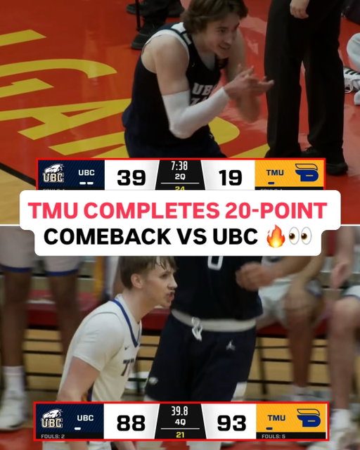 A huge 3rd quarter 26-11 run vs UBC moves TMU into the semi-finals at the Final 8 in Calgary 😤👀 @tmuboldmbb 

(📺: CBC Sports)