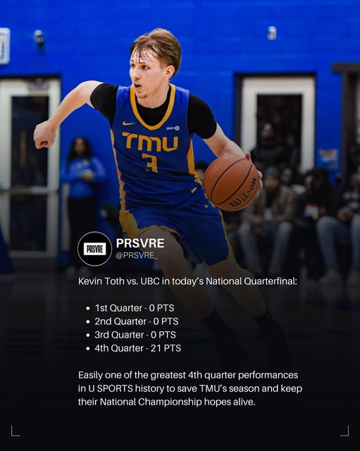 After a tough 3 quarters, Kevin Toth persevered and came alive in the 4th to put together one of the greatest performances you’ll ever see 🔵🟡