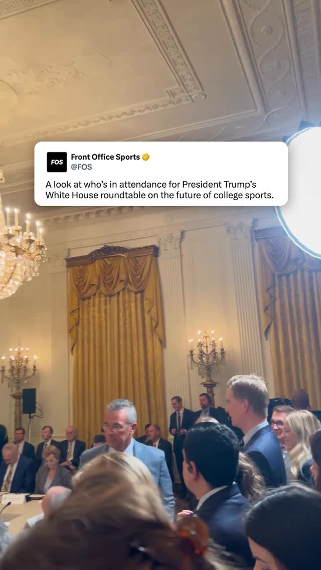 Notable names at President Trump’s college sports roundtable include Adam Silver, Nick Saban, Urban Meyer, NCAA president Charlie Baker, ESPN chairman Jimmy Pitaro, SEC commissioner Greg Sankey, and Yankees president Randy Levine.
