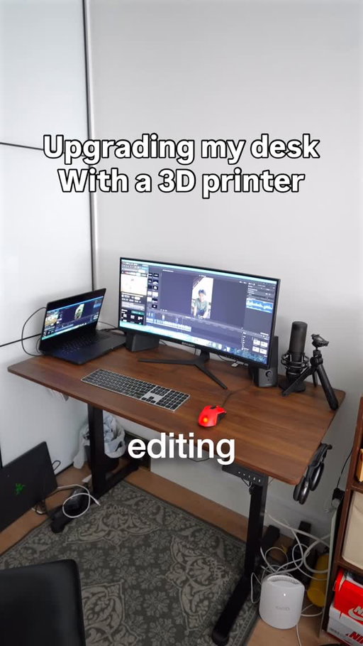 I upgraded my desk with my @bambulab_official a1 printer. I’m going to spend most of my days here so I might as well make it the best it can be #desk #tech #3dprint