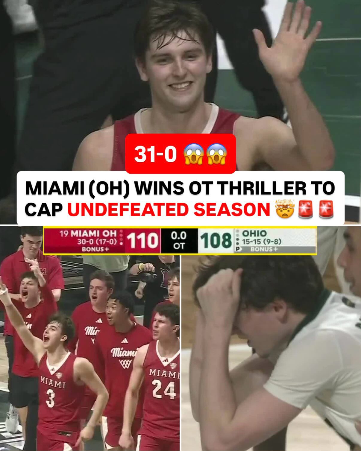 MIAMI (OH) BEATS OHIO IN OVERTIME TO COMPLETE PEFECT REGULAR SEASON 🤯🔥