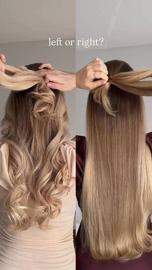 2 easy half up hairstyles - left or right?🤍✨

#hairstyles #hairtutorial #hairstyle #halfup