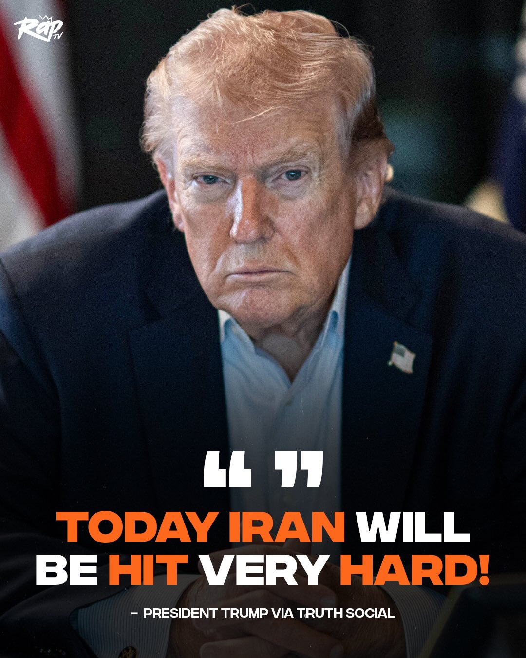 President Trump declared that Iran will be “hit hard” today by US and Israeli forces.

Trump stated, via Truth Social, that areas and groups of people in Iran that were previously not targeted are now under “serious consideration for complete destruction.” 

He also claimed that Iran has surrendered to its Middle East neighbors.