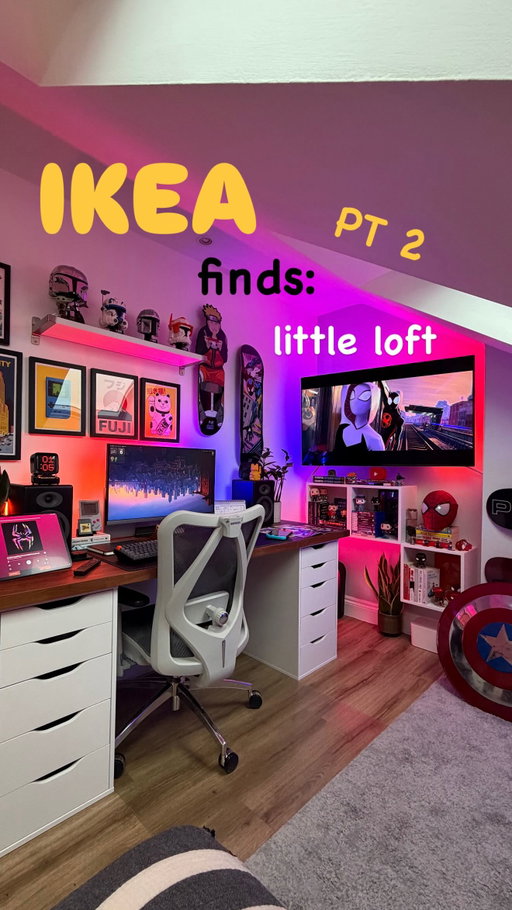 IKEA pieces that fit in my 7 square metre loft 🛋️

➡️ Lindbyn mirror in black
➡️ Eket cabinet
➡️ fado table lamp

#ikeahack #ikea #desksetup #roominspo #bedroomideas