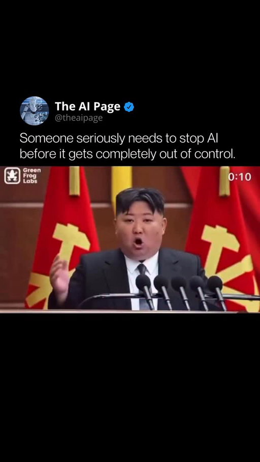 AI is now capable of recreating moments that never actually happened. In this video, a speech by Kim Jong-un appears almost completely real, the voice, facial expressions, and atmosphere are nearly indistinguishable from authentic footage.

This shows how powerful modern AI content generation has become. Scenes that once required cameras, actors, and production teams can now be created entirely by algorithms.

As the technology improves, the line between real and artificial keeps fading. The real challenge ahead may not be what AI can generate, but how we will tell what is actually true.
- - - - -
Double Tap ♥️ & share/tag a friend
Follow @theaipage to keep up!
- - - - -
#ArtificialIntelligence #Technology #AiGenerated