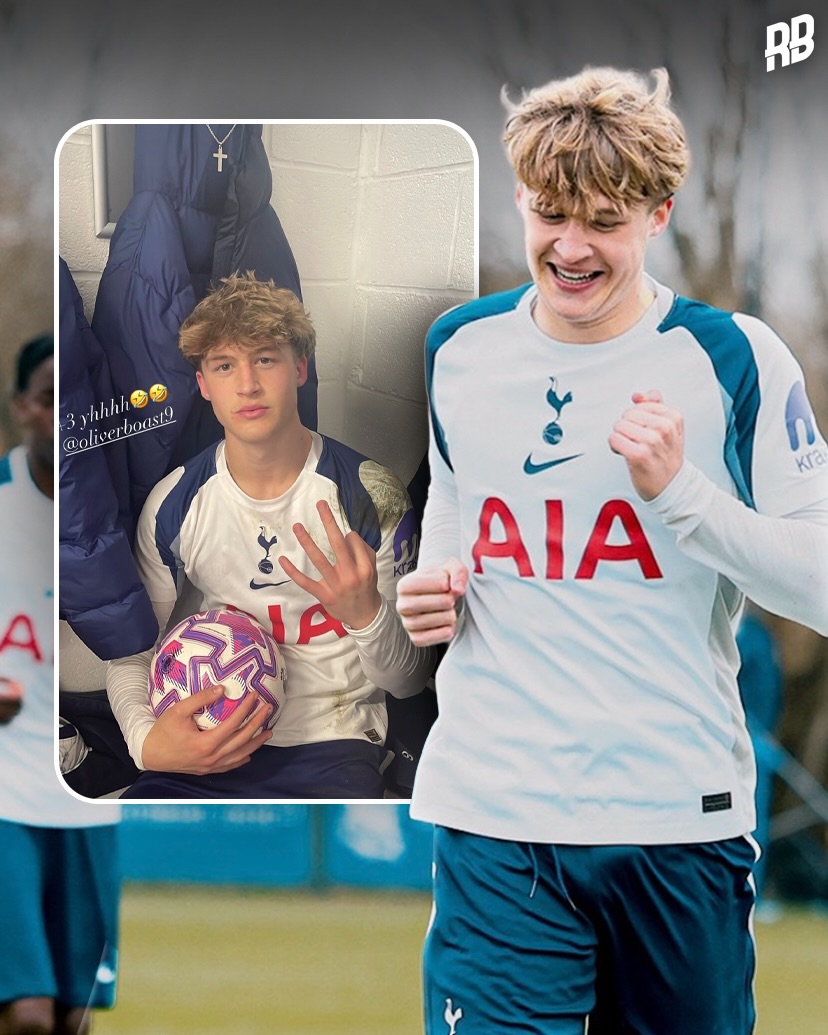 Wow… 16-year-old Ollie Boast bagged a hat-trick for Tottenham U18s today against Birmingham City 👏🏽

Joined the club from Leeds last summer and has already bagged double digit goals in the U18 Premier League 😮‍💨

Also capped with England U17… one to keep an eye on 💫👀