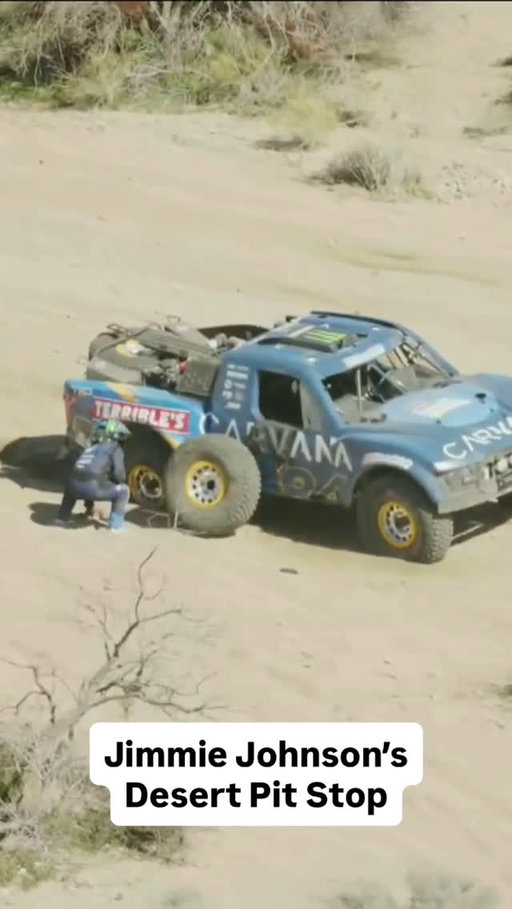 Ever wonder how they change a flat in the desert? Check out Jimmie Johnson’s co-driver spring into action at the #Mint400
