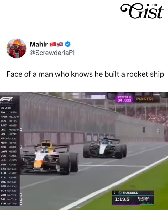 Toto, you built a rocket. 🚀⁣
⁣
Mercedes’ George Russell takes pole position, with Kimi Antonelli just behind him in second on the grid ahead of the 2026 season-opening Australian Grand Prix. 💪⁣
⁣
Russell surged to the top with a 1:18.518 lap, with teammate Antonelli 0.293 seconds behind. 🔥⁣
⁣
“It [the car] really came alive this afternoon, especially when the track temp cooled — we know we tend to favour those conditions,” Russell said after qualifying. 👏⁣
⁣
Russell and Antonelli will line up ahead of Red Bull’s Isack Hadjar in third and Ferrari’s Charles Leclerc in fourth. 👀⁣
⁣
“I’m also really happy to have Kimi here next to me because it’s been such a hard job from the whole team to deliver this car. They did an amazing job in the garage today, so all in all a really good day,” Russell added. 🫶⁣
⁣
The Australian Grand Prix takes place tonight at 11 PM ET. 🏁⁣
⁣
(c/o @f1)⁣
#menssports #f1 #f1tok #racing ⁣