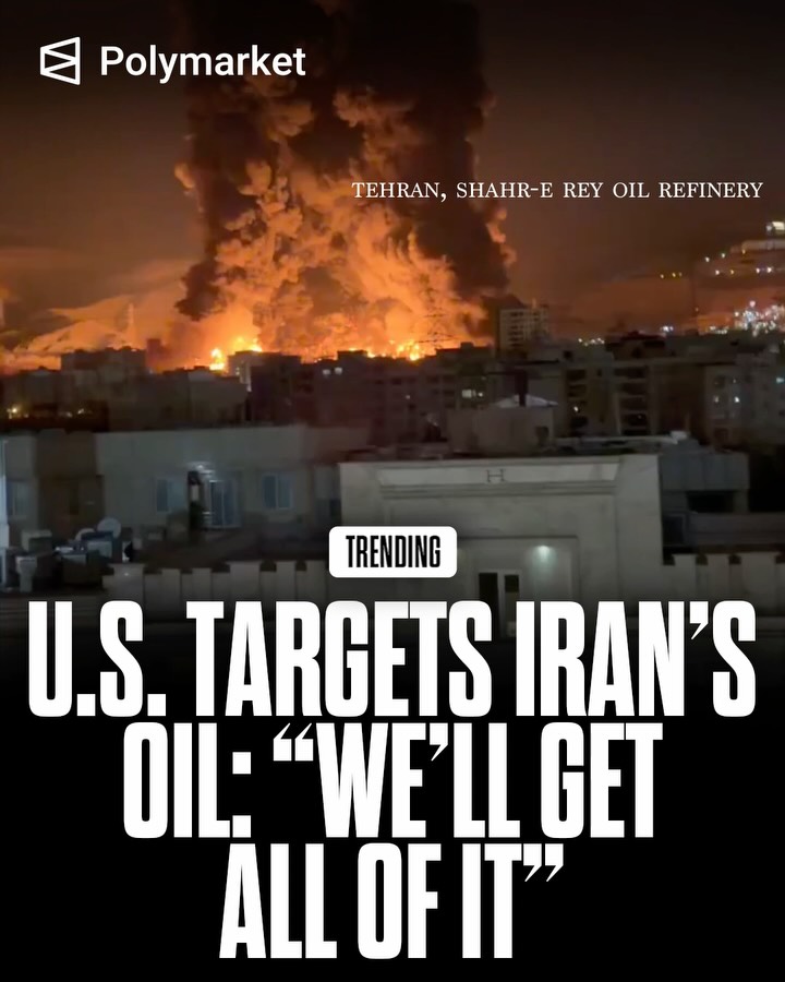 A White House official said the U.S. aims to get “all of the oil” in Iran out of the hands of the regime.

The comments come as U.S.–Israeli strikes hit Iranian energy infrastructure and Tehran threatens shipping through the Strait of Hormuz, one of the world’s most critical oil routes.

Traders predict a 98% chance that Iran will close the Strait of Hormuz by end of March.