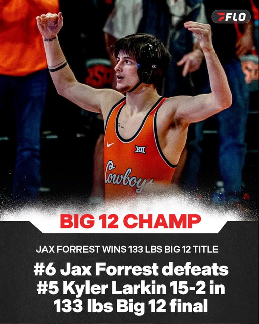 Jax Forrest takes home the 133 lbs Big 12 title with a 15-2 major decision over #5 Kyler Larkin!