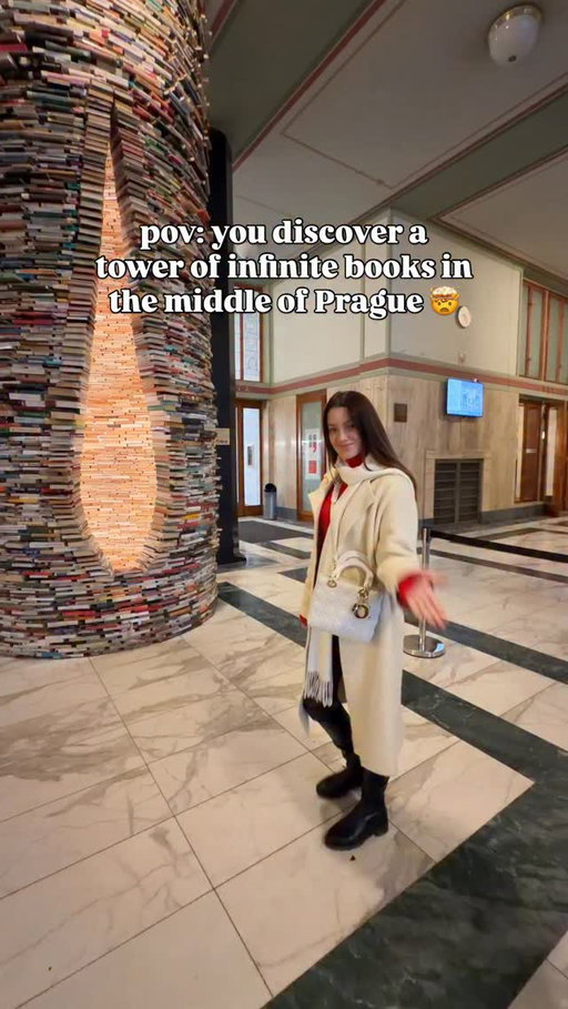 -follow @thelosttwo for more travel inspo ✨

The Infinity Book Tower in Prague 🤍📚

Over 8,000 books stacked into what feels like a never ending tunnel of stories.

Standing here made us wonder… if you pulled one book out, would the whole thing fall apart or keep going forever?

📍 Municipal Library of Prague, Czech Republic

#prague #praha #czechrepublic #praguelife #beautifuldestinations library booklovers europevibes travelinspo