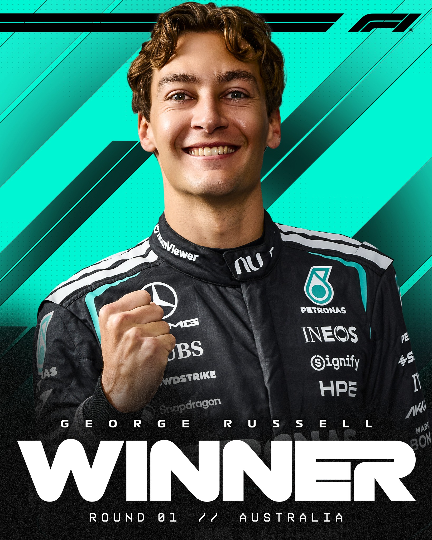 GEORGE RUSSELL WINS THE SEASON OPENER! 💪

After a thrilling early battle with Charles Leclerc, George converts pole position for a sixth career victory

#F1 #Formula1 #AusGP @georgerussell63 @mercedesamgf1