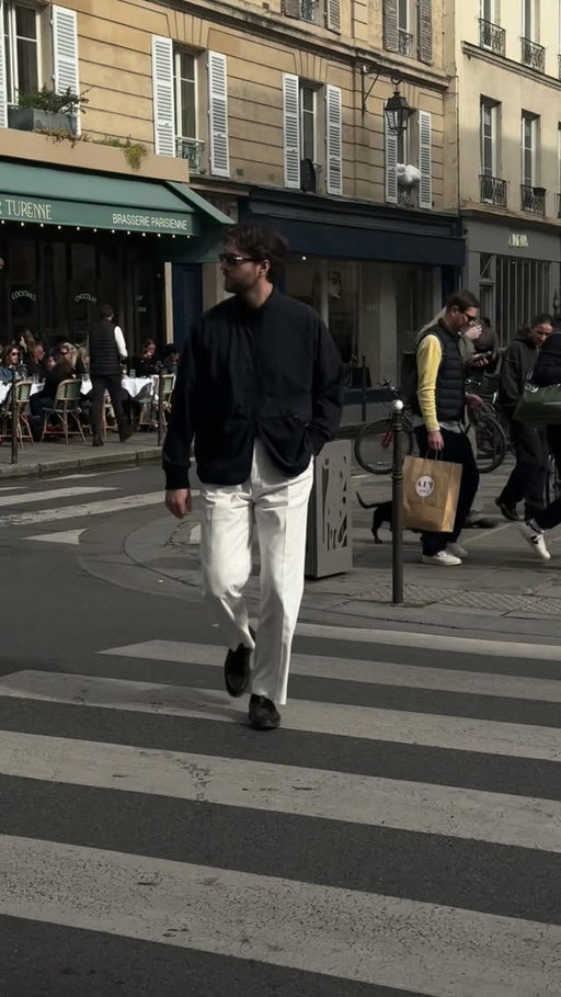 Sunday in Paris wearing @beams_plus jacket from @blackstockandweber, @giabeofficial trousers, loafers from @timotheeparis and @chimi sunglasses