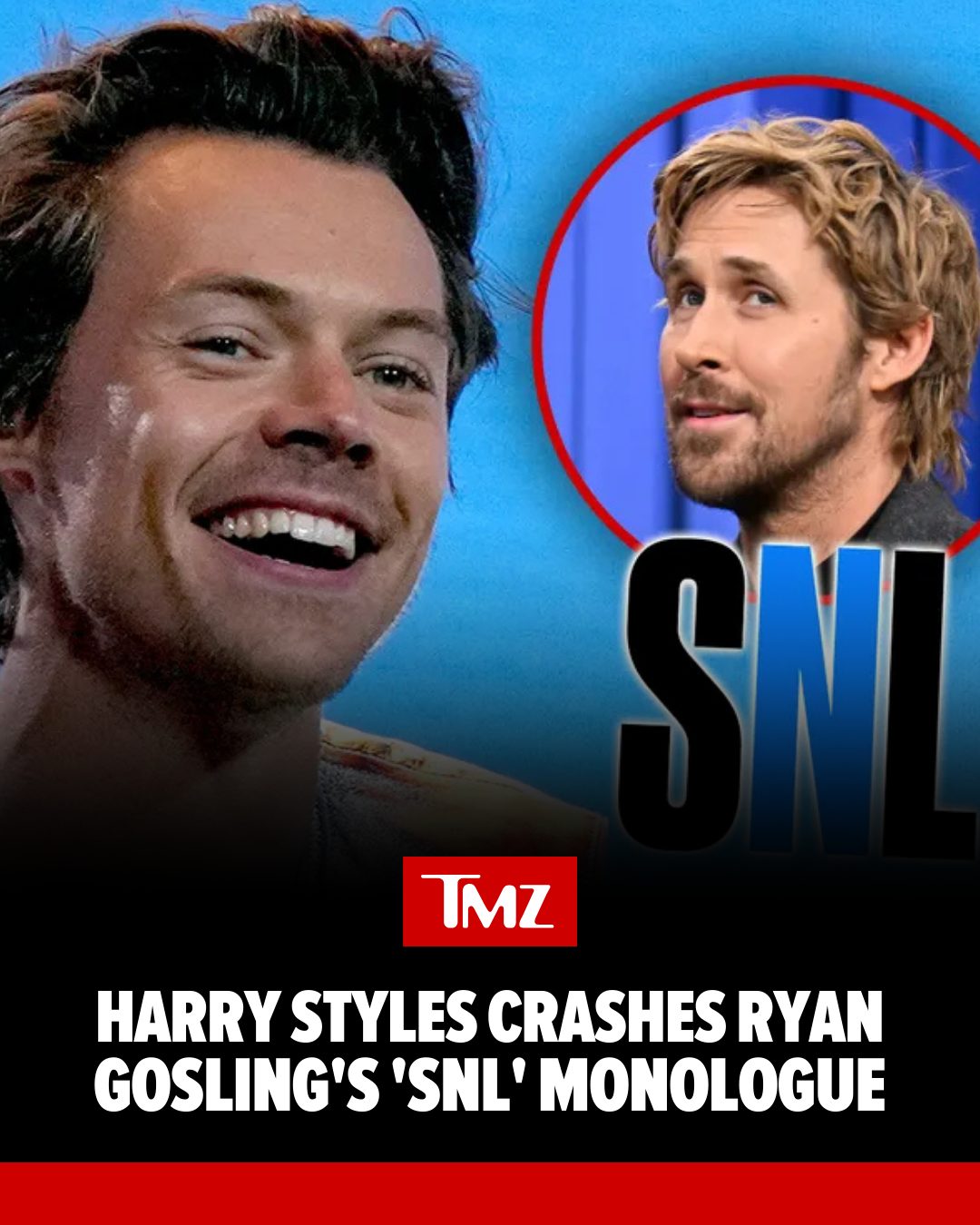 Ryan Gosling had a bit of a distraction sitting front row during his monologue as host of 'SNL' this week ... heart throb, and next week's host, Harry Styles!

See more at the link in bio.