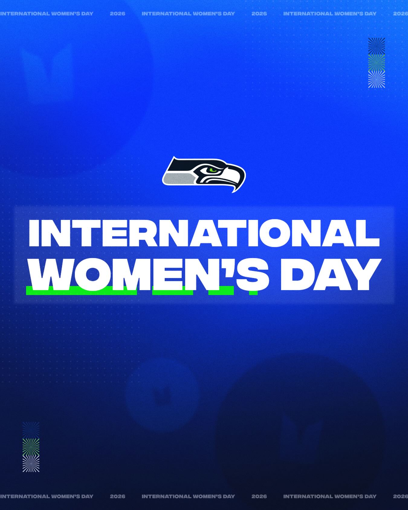 Today we celebrate the women of the Seahawks who lead, inspire, and elevate our team and our community.

Happy International Women’s Day.