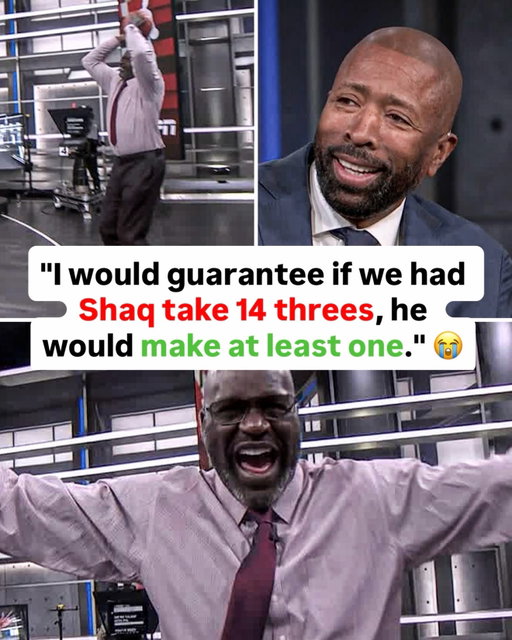 The Inside the NBA crew had Shaq shoot threes after the Cavs went 2-22 from deep in the first half vs. Boston 😅😂