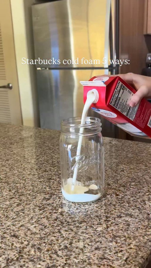 what’s your favorite cold foam flavor?👀👀

STEP 1: 
Make a big batch of Starbucks vanilla sweet cream:
6 ounces vanilla syrup
10 ounces half & half
15 ounces heavy cream

Add all 3 ingredients to a jar or container and whisk or shake until combined.

STEP 2: 
Add your flavoring (optional) and froth with a handheld milk frother until thick.

🤍VANILLA SWEET CREAM COLD FOAM:
Add 2 ounces of vanilla sweet cream to a jar, and froth with a handheld milk frother. Pour over any drink of choice.

🍮SALTED CARAMEL CREAM COLD FOAM:
Add 2 ounces of vanilla sweet cream AND 1 tablespoon of salted caramel syrup to a jar, and froth with a handheld milk frother. Pour over any drink of choice.

💜UBE CREAM COLD FOAM:
Add 2 ounces of vanilla sweet cream AND 1/4 teaspoon of ube extract to a jar, and froth with a handheld milk frother. Pour over any drink of choice.

🍫CHOCOLATE CREAM COLD FOAM:
Add 2 ounces of vanilla sweet cream AND 1 tablespoon of chocolate malt powder to a jar, and froth with a handheld milk frother. Pour over any drink of choice.

🍌BANANA CREAM COLD FOAM:
Add 2 ounces of vanilla sweet cream AND 1 tablespoon of banana powder (or banana pudding mix) to a jar, and froth with a handheld milk frother. Pour over any drink of choice.

Single serving cold foam:
1 tablespoon flavored syrup/powder
2 tablespoons 2% milk
3 tablespoons heavy cream

Sugar free: use a sugar free syrup or powder
Dairy free: use barista style oat milk and dairy free heavy whipping cream

SHARE this post and FOLLOW to improve your at home coffee skills☕️🙏

#starbuckscoldfoam #coldfoam #ubecoldfoam