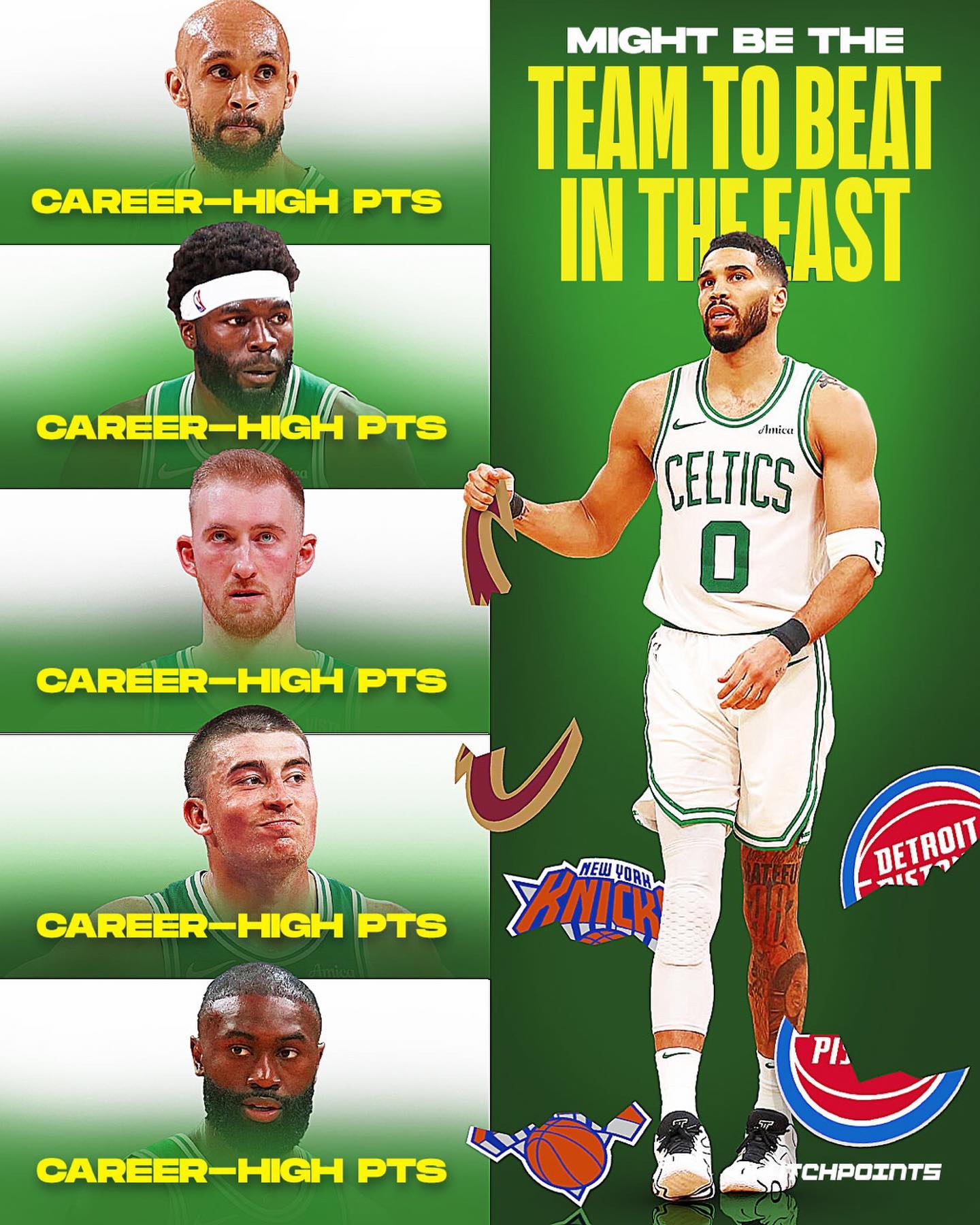 With Jayson Tatum sidelined for most of the year, the Celtics evolved.

We’re seeing several key players playing some of the best basketball of their careers.

The C’s now have five players averaging career highs in points:

🔸Jaylen Brown — 28.8 PPG 
🔸Derrick White — 17.4 PPG 
🔸Payton Pritchard — 16.9 PPG 
🔸Neemias Queta — 10.1 PPG 
🔸Sam Hauser — 9.2 PPG

But now, the biggest boost has arrived.

Jayson Tatum is back from his Achilles injury.

After an emotional season debut against Dallas, he just suited up for his second game in today’s win over the Cavs.

Even in limited minutes, his presence alone changes the game.

Boston spent 60+ games building the most dangerous supporting cast in the NBA.

Now, they’re adding Jayson Tatum back into the mix.