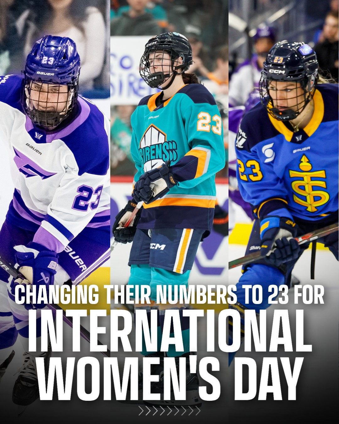 When the day got shorter, the message got louder 🗣️ 

Anne Cherkowski, Natalie Spooner, and Vanessa Upson traded their 24s for 23s in recognition of the 23-hour International Women’s Day. And now it is our turn. Donate $23 to help girls get in, and stay in, the game! 

CA ➡️ thepwhl.com/en/23hrplayCAN
U.S. ➡️ thepwhl.com/en/23hrplayUS