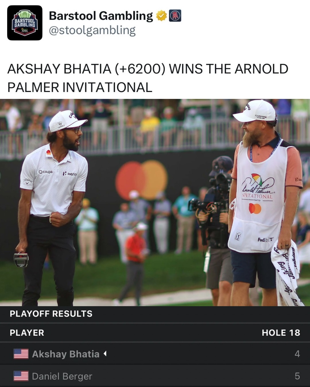 AKSHAY BHATIA COMPLETES THE COMEBACK AT THE ARNOLD PALMER INVITATIONAL