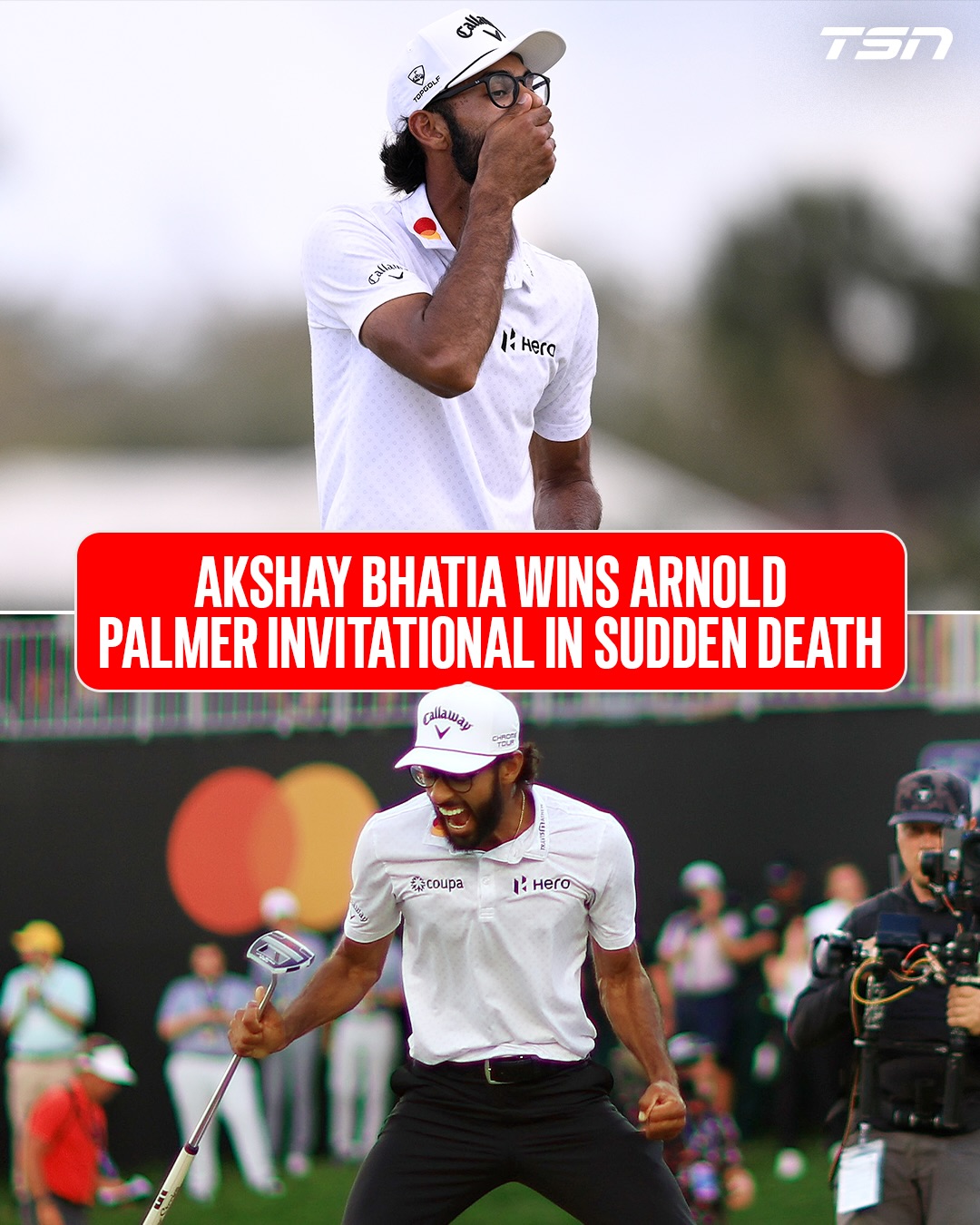TAKE A BOW, AKSHAY BHATIA! 🙌🏆

The 24-year-old sunk it to secure his Arnold Palmer Invitational victory! It’s his third career PGA Tour victory.