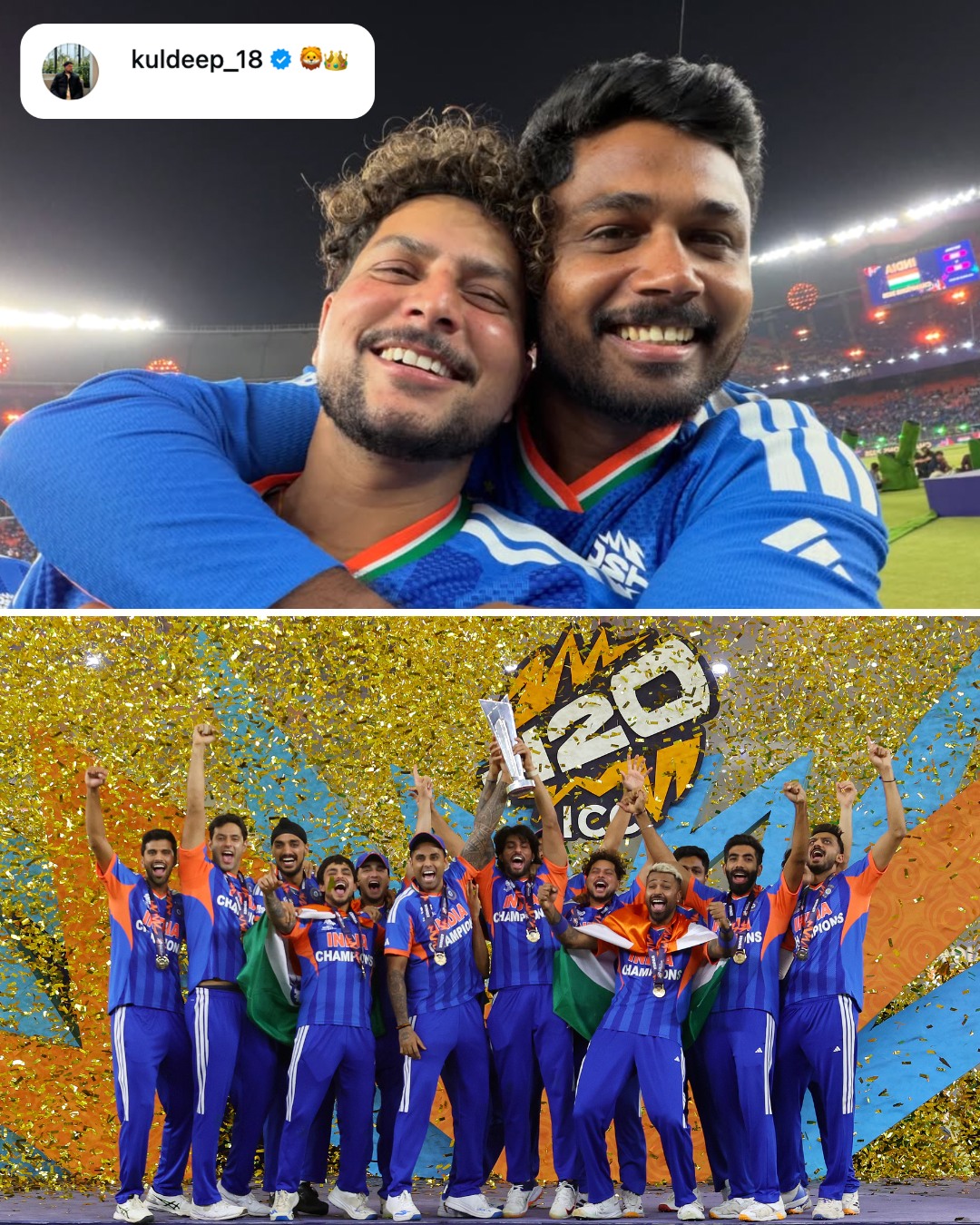 Congrats to our Reds Sanju Samson and Kuldeep Yadav on lifting the ICC Men's T20 World Cup 🏆🔴