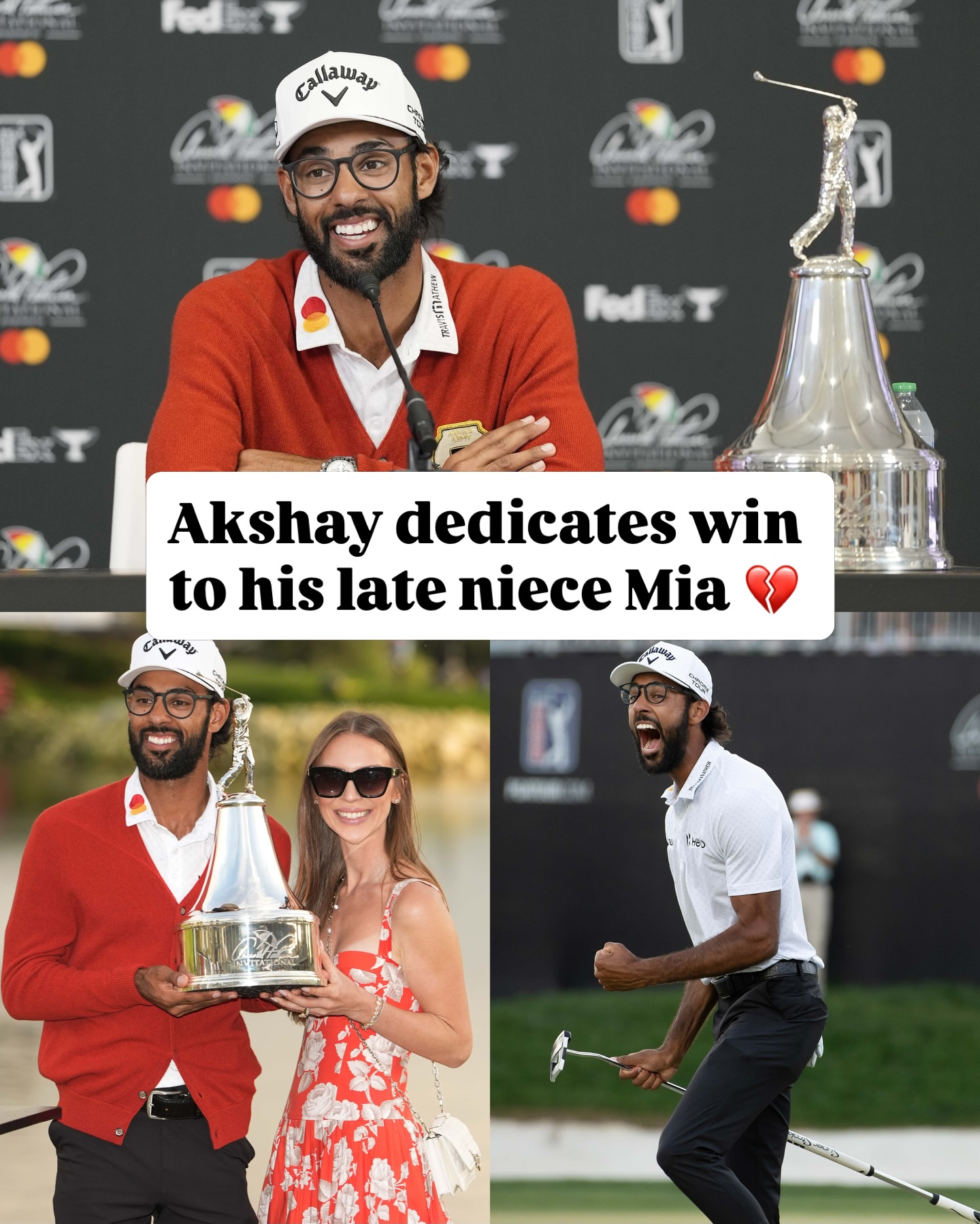 “When I saw that rainbow on 18 it reminded me of her.”

Akshay dedicated his win at the Arnold Palmer Invitational to his niece Mia who passed away in December.