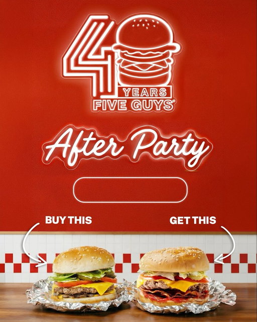 The #AfterParty is just getting started. 🥳

Buy one burger, get one free 🍔❤️🍔 Swipe to learn how to redeem your BOGO Burger offer.

Offer available in the United States and select locations in Canada.