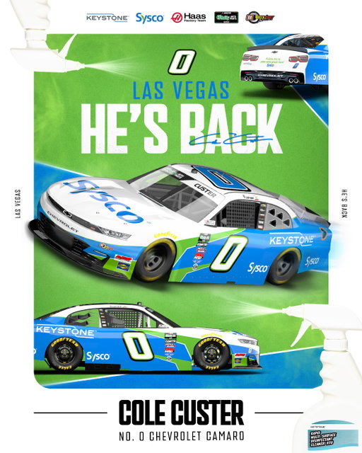 HE'S BACK! 👊
 
@colecuster returns to the #NASCAR O’Reilly Auto Parts Series this weekend at Las Vegas with SS Greenlight Racing for the first of five races in the No. 0 Chevrolet.

@teamchevy | @syscofoodie | @ssgreenlightracing
