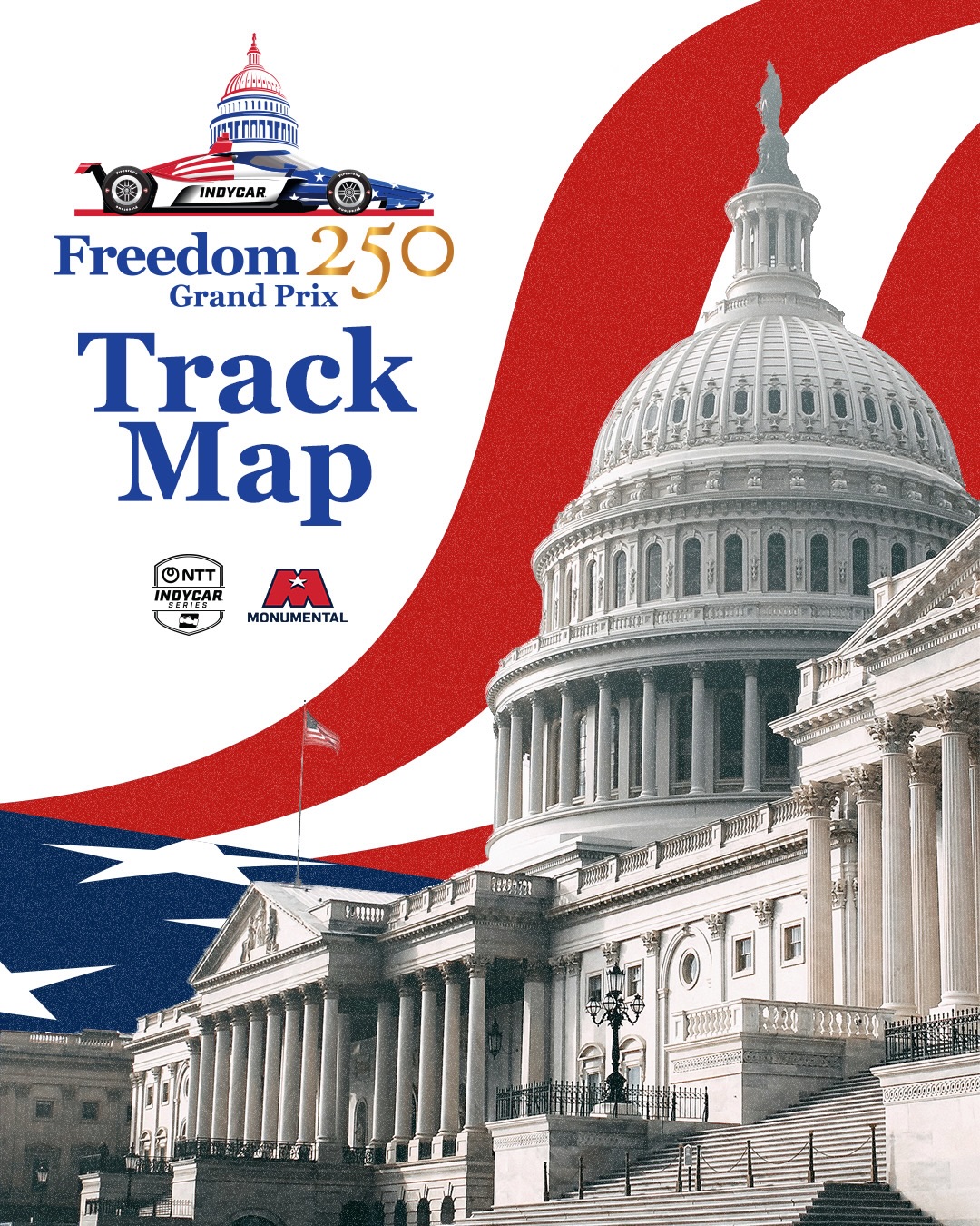 American history meets @indycar horsepower.
 
Introducing the 1.7-mile, seven-turn Freedom 250 Grand Prix of Washington, D.C. street circuit.