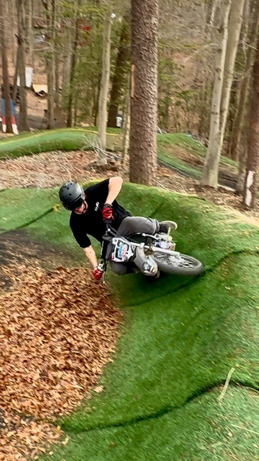 Took a few laps on the turf track at Pastranaland. Still amazed on the condition the turf track is in after every riding on it. Would you ride it? #pitbike