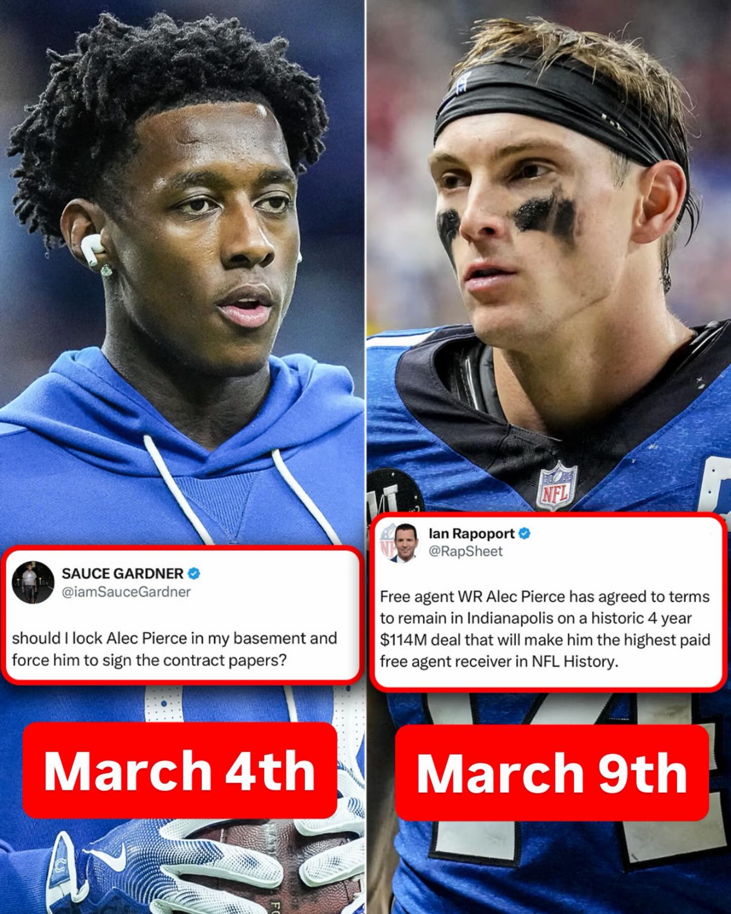 Sauce’s tactics worked, Alec Pierce is still a Colt 🙌😂

(Via @rapsheet )