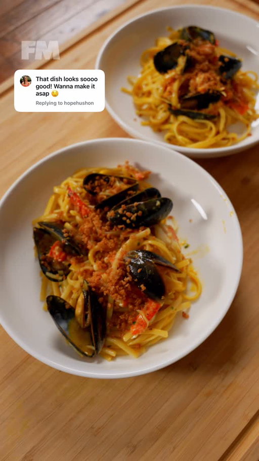 Seafood pasta and story time!