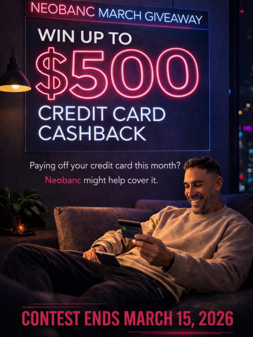 We’re back with another Neobanc giveaway — and this time we’re helping one lucky winner with their credit card payment.
One winner will receive up to $500 toward their credit card bill.
💙 Have a Neobanc account?
 You could win up to $500 cashback toward your credit card payment.
💡 Pro tip:
 Don’t have a Neobanc account yet?
 You can still sign up before the contest ends 😉

How to enter
1️⃣ Like this post
 2️⃣ Follow @neobanccom
 3️⃣ Tag friends in the comments and tell us what you last used your credit card for
 4️⃣ Share this post to your story for bonus entries

📅 Starts March 9
 ⏰ Ends March 15
 🏆 Winner announced March 16
👉 Visit the link in our bio for full details & rules.
Open to Canadian residents 18+. Quebec excluded.

#Neobanc
 #NeobancContest
 #CreditCardGiveaway
 #CreditCardCashback
 #Win500