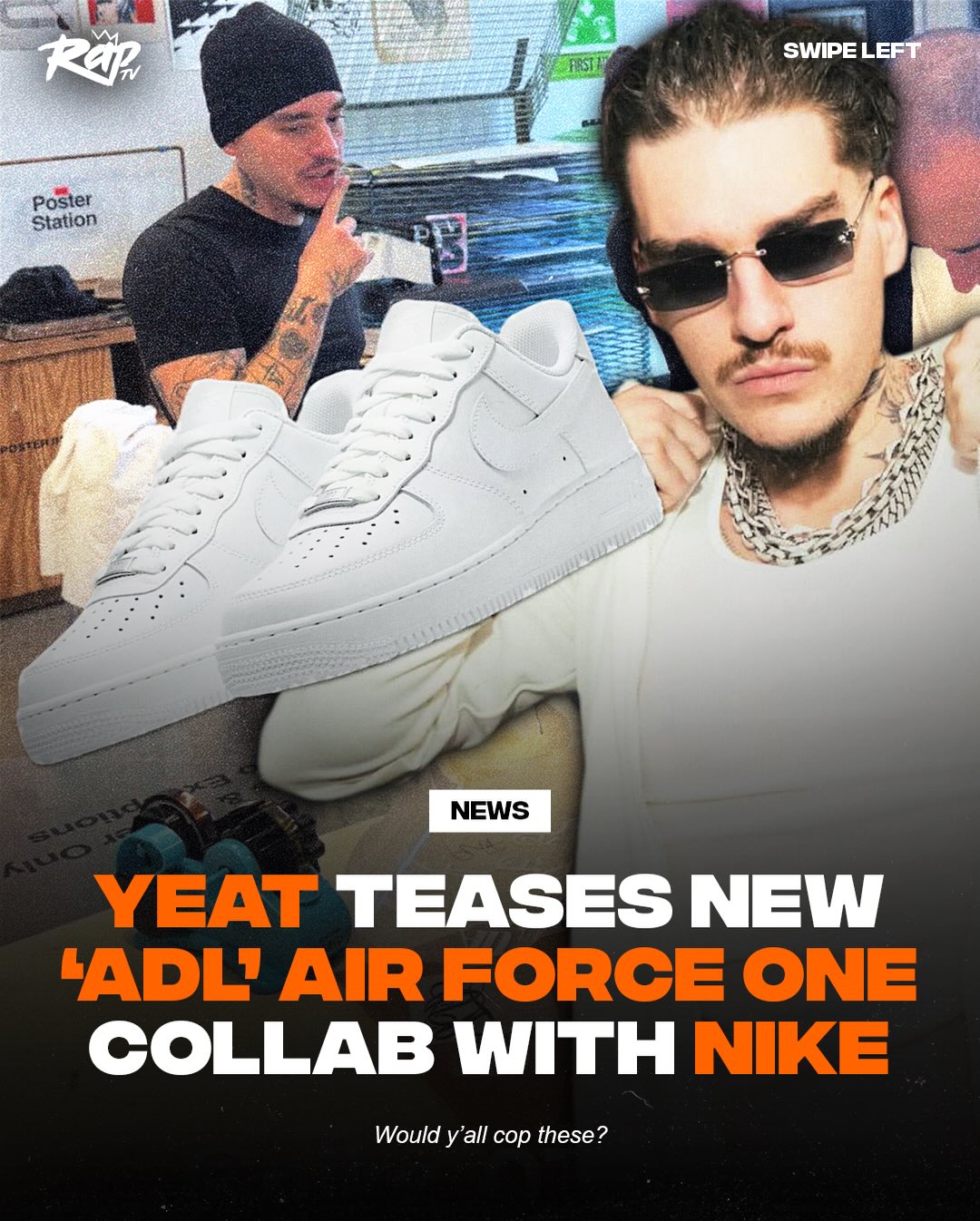 #Yeat teased a new #Nike Air Force One collab on his story‼️👀

Would y’all cop these⁉️🤔